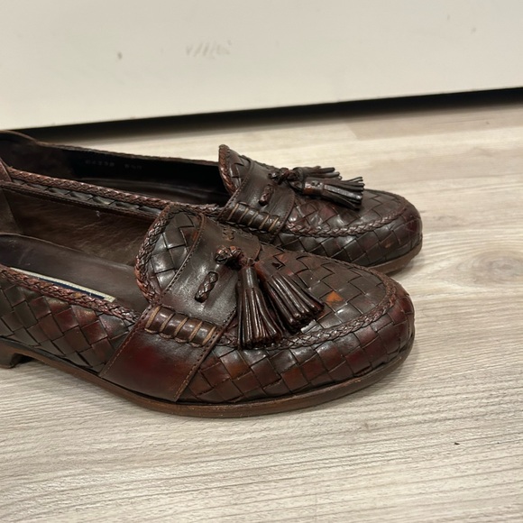 Bragano Brown Woven Leather Loafers 8.5 Italian Made in Italy - Picture 5 of 12